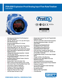 Thumbnail of document Data Sheet - PD8-6200 ProtEX-MAX Explosion-Proof Analog Input Flow Rate/Totalizer